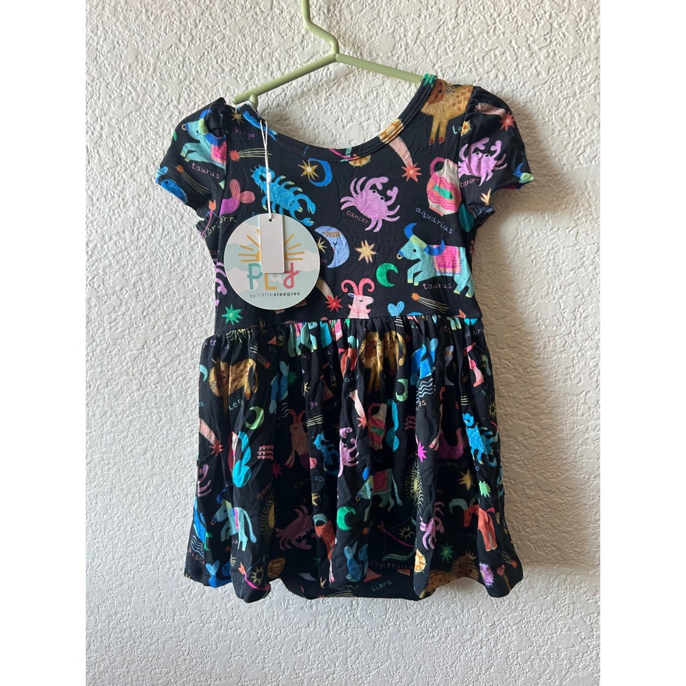 Little Sleepies Play Written in the Stars Zodiac Twirl Dress Black 12-18 Months
